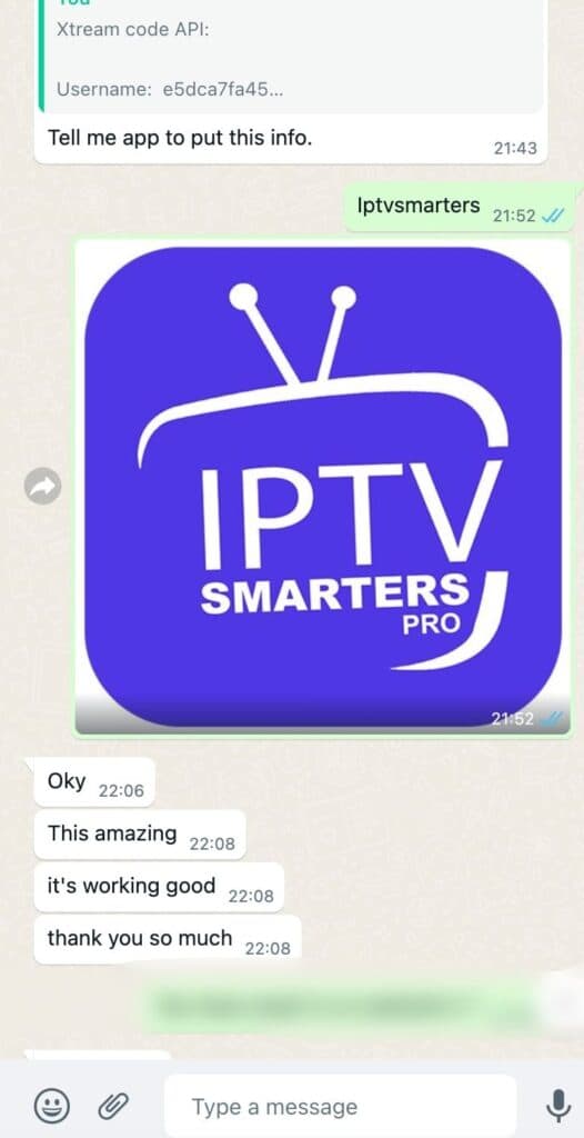 Avis WhatsApp 2 d'un client satisfait de l'abonnement IPTV Open Tivi